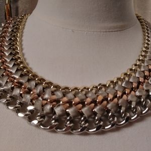 3 Tone Unique Chain necklace  18"